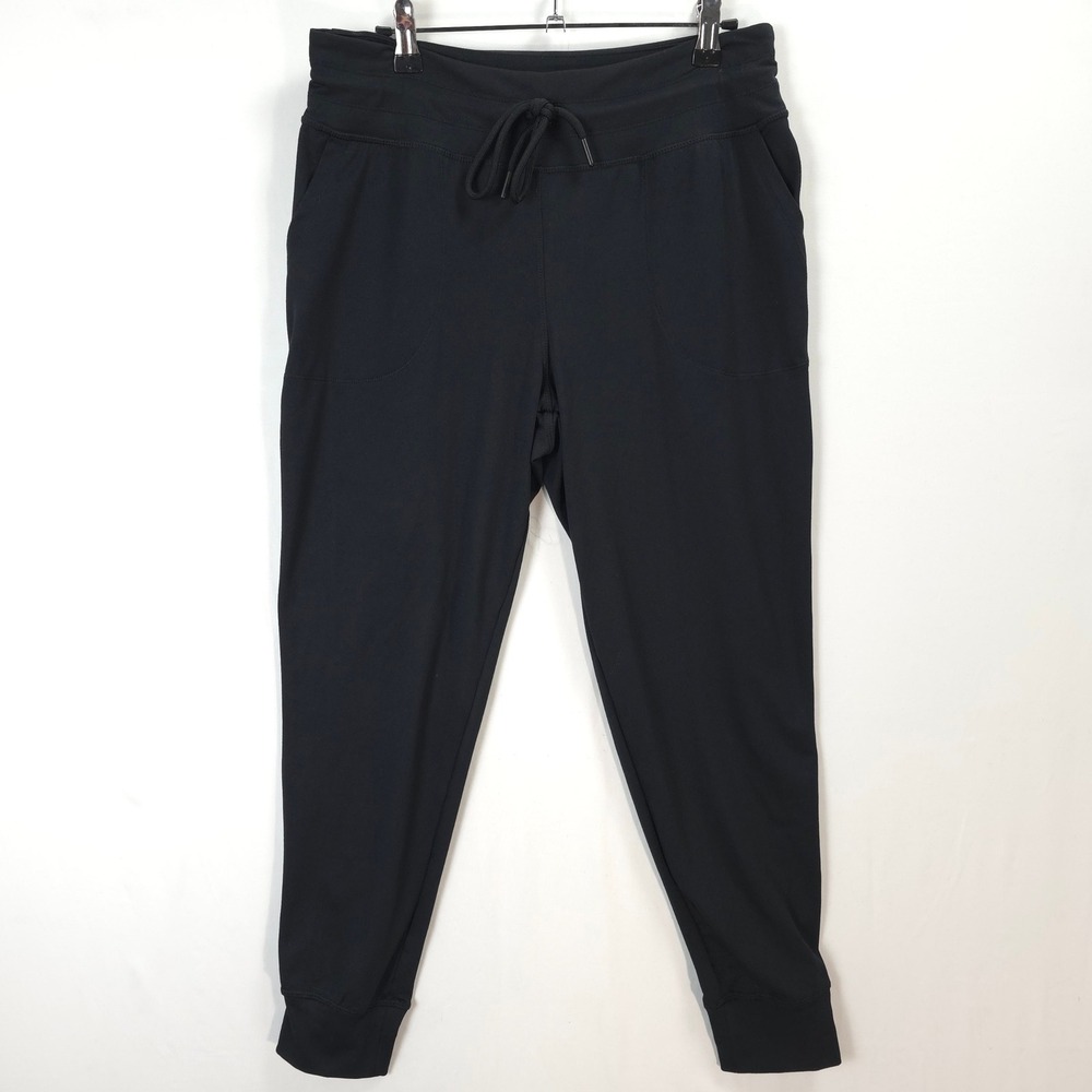 Lole Joggers Pants Women M Drawstring Waist Black Athleisure Sporty Loungewear